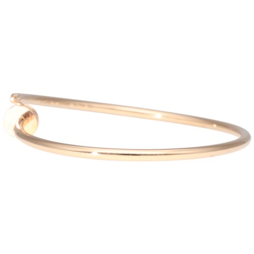 1 - 18ct rose gold nail-design open bangle. Weighing 9.1g size 15.