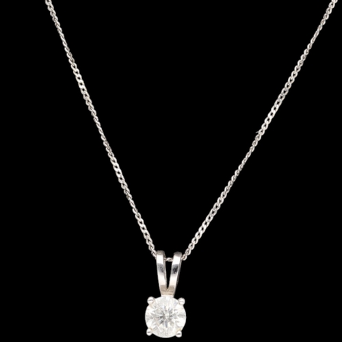 58 - 18ct white gold single-stone diamond pendant and chain
Set with a brilliant-cut diamond, approx. 0.5... 