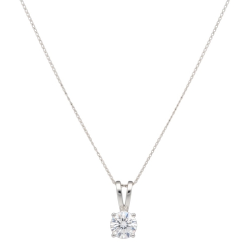 58 - 18ct white gold single-stone diamond pendant and chain
Set with a brilliant-cut diamond, approx. 0.5... 
