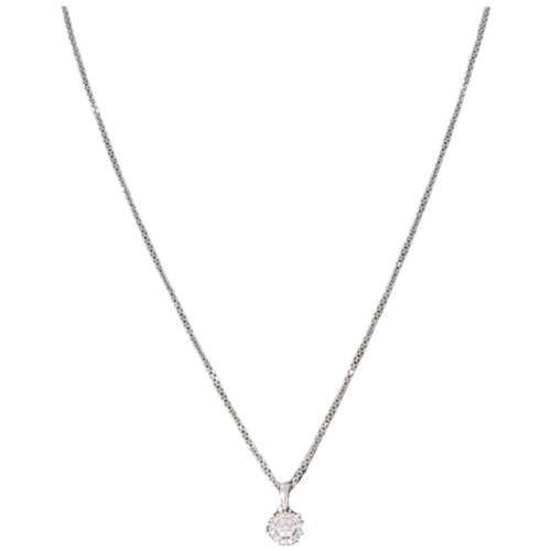 60 - 9ct white gold and small diamond cluster pendant 16