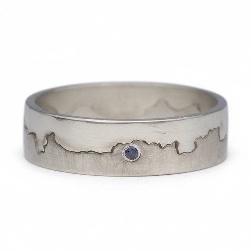 42 - Silver Bespoke two piece Iceland Landscape Ring Weight 4.66 Grams