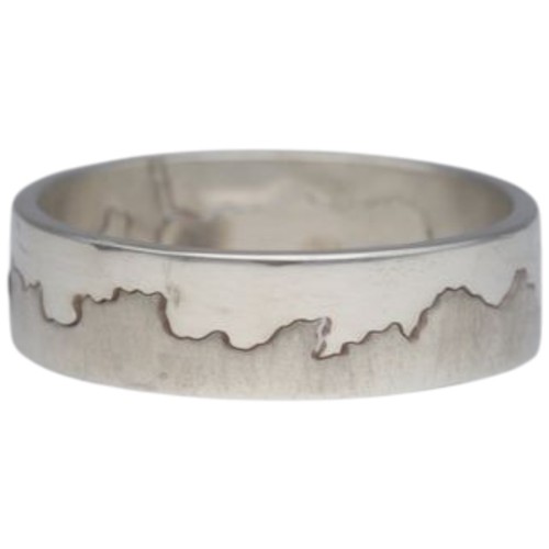 42 - Silver Bespoke two piece Iceland Landscape Ring Weight 4.66 Grams