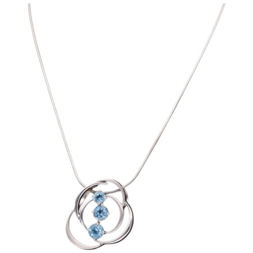45 - Silver Necklace With Blue Stoned Pendant Weight 4.7 Grams