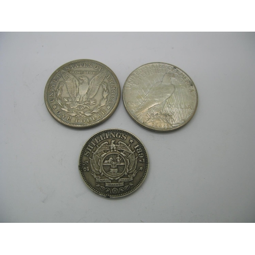 151 - United States of America Silver Dollar 1921'S', 1922 'D', South Africa 2½ shillings 1897.