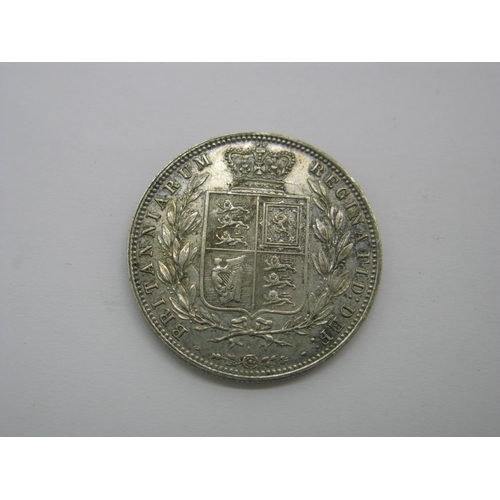 165 - Queen Victoria Halfcrown 1877, obverse: young head left, reverse: crowned shield within wreath (14.1... 