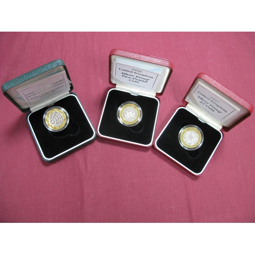 553 - Three Royal Mint Silver Proof Two Pounds Coins, comprising of 2001 Wireless Bridges The Atlantic Mar... 