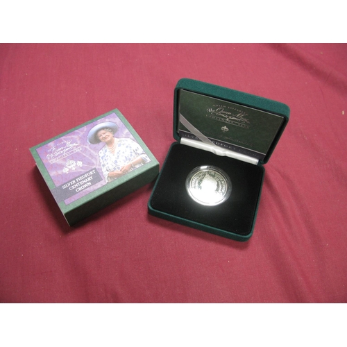 556 - The Royal Mint 2000 Queen Elizabeth The Queen Mother Silver Piedfort Centenary Crown, accompanied by... 