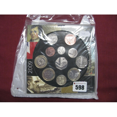 598 - The Royal Mint 2009 United Kingdom BU Coin Collection, (11 coins) including Kew Gardens Fifty Pence ... 