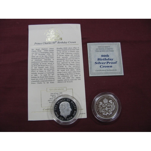 652 - Two United Kingdom Silver Five Pounds Coins, comprising of The Queen Mother 90th Birthday Silver Pro... 