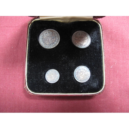 673 - Edward VII Maundy Money Coin Set 1909, comprising of 1d, 2d, 3d, 4d, cased.