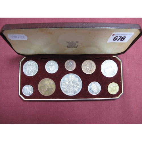 676 - A 1953 Elizabeth II Coronation Specimen Coin Set, staining to case inner fabric noted, (ten coins), ... 