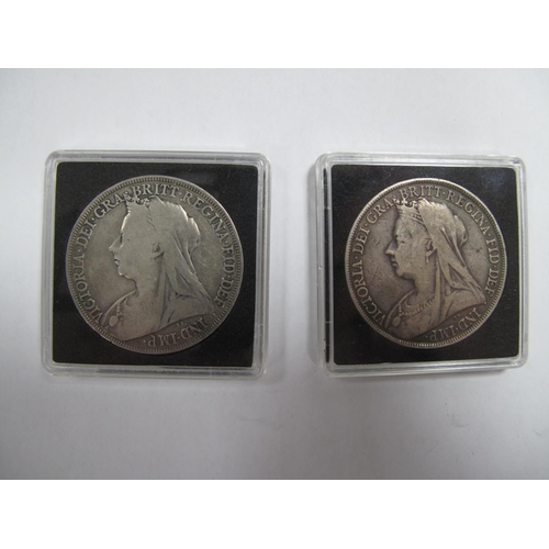 715 - Two Queen Victoria Silver Crowns Both Veiled Head,  1894, 1898.