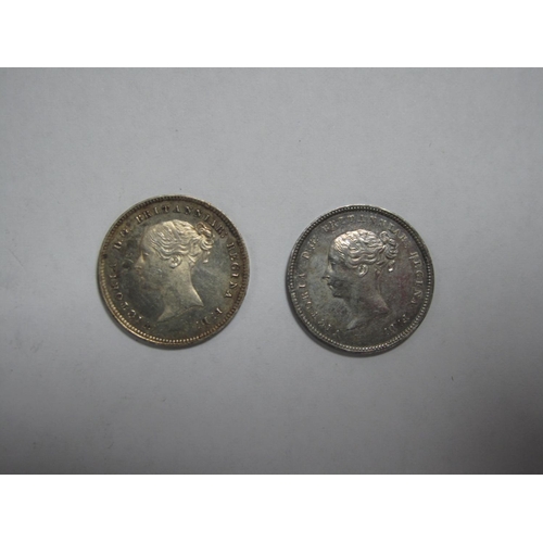 725 - Two Queen Victoria Fourpence Coins, 1849, 1859.