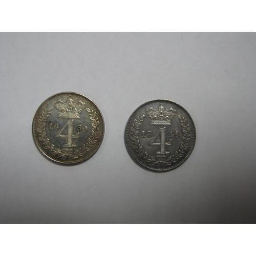 725 - Two Queen Victoria Fourpence Coins, 1849, 1859.