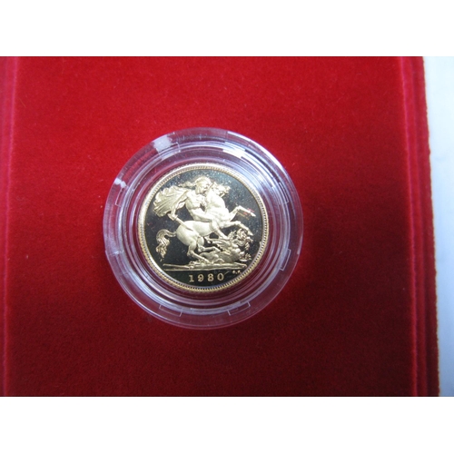 733 - The Royal Mint 1980 Proof Half Sovereign, accompanied by literature, cased.