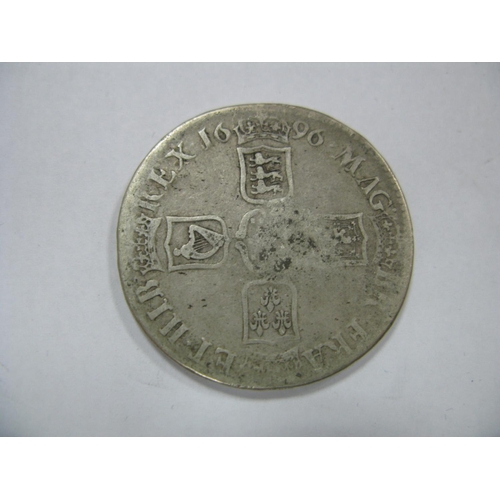 807 - William III Silver Crown 1696, obverse: Bust of William III, reverse: Cruciform Shields, accompanied... 