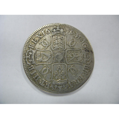 810 - Charles II Silver Crown 1679, obverse: Bust of Charles II, reverse: Four Cruciform Shields, accompan... 