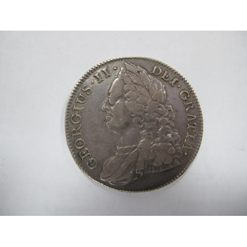 811 - George II Silver Crown 1743, obverse: Bust of George II, reverse: Four Cruciform Shields, accompanie... 