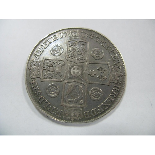 811 - George II Silver Crown 1743, obverse: Bust of George II, reverse: Four Cruciform Shields, accompanie... 