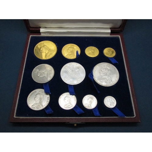 815 - Great Britain, 1887, Queen Victoria Golden Jubilee Eleven Coin Set, comprising of Gold Five Pounds, ... 