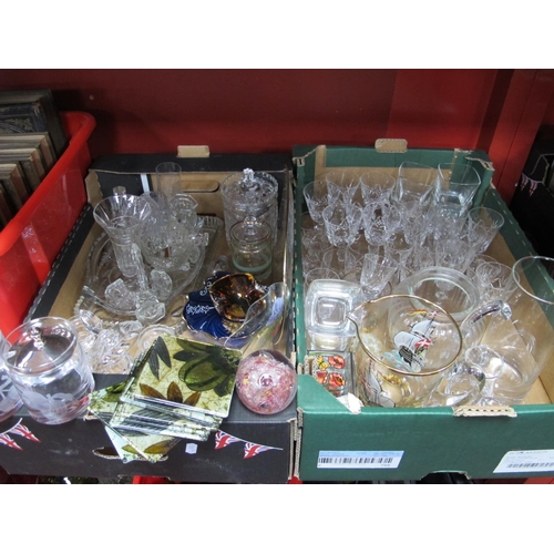 1008 - Drinking Glasses, Czech ashtray, Stuart jam pots, etc:- Two Boxes.