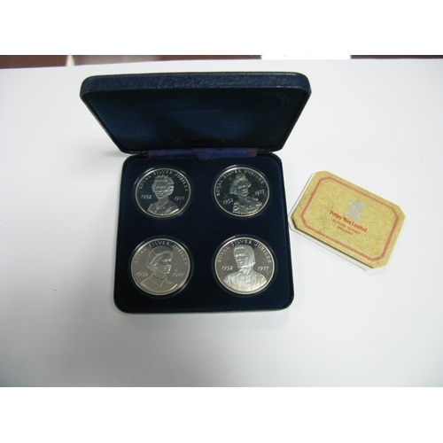 428 - A Pobjoy Mint Set of Four Silver Royal Salute 1977 Crown Medals Commemorating The Silver Jubilee of ... 