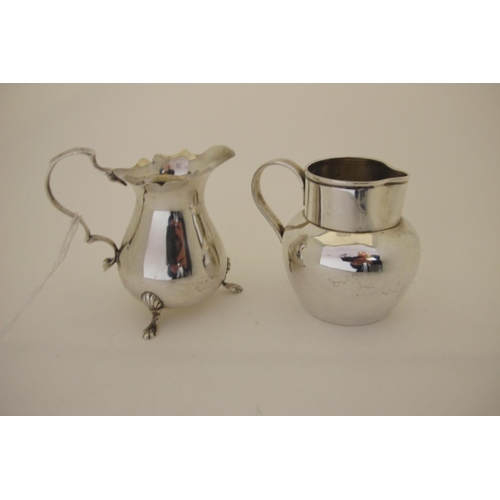 80 - A Small Hallmarked Silver Jug, Birmingham 1904, of plain baluster form with wavy cut edge and scroll... 
