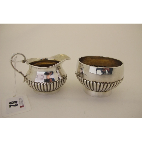 82 - A Hallmarked Silver Jug and Matching Sugar Bowl, George Unite, Birmingham 1884, each of circular sem... 