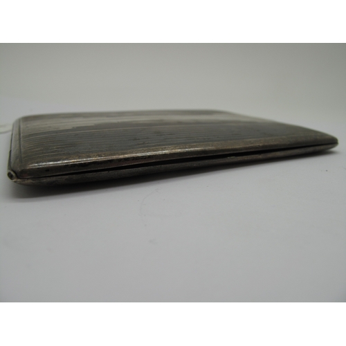 62 - A Hallmarked Silver Cigarette Case, Birmingham 1933, of slim rectangular form, allover engine turned... 