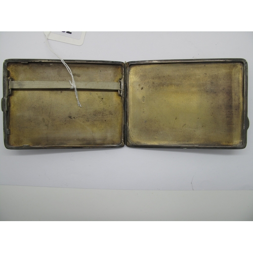 62 - A Hallmarked Silver Cigarette Case, Birmingham 1933, of slim rectangular form, allover engine turned... 
