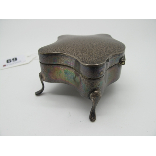 69 - A Hallmarked Silver Trinket Box, Birmingham 1912 (marked indistinct), of abstract shaped design, plu... 