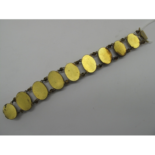 108 - A Victorian Gilt Metal and Hardstone Bracelet, of slightly graduated design, oval collet set (closed... 