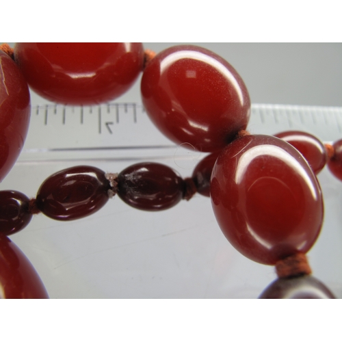 137 - A Single Strand Graduated Amber Coloured Bead Necklace, 36.5cm long; together with a single strand g... 