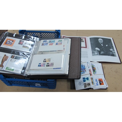 137 - Two Binders and a Box Containing Stamps and Covers Celebrating The Life of Winston Churchill.