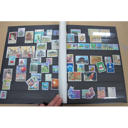 200 - A Blue Thirty Two Page Stockbook, containing mint Japan Stamps 1973 to 2000, mainly used Thailand 18... 