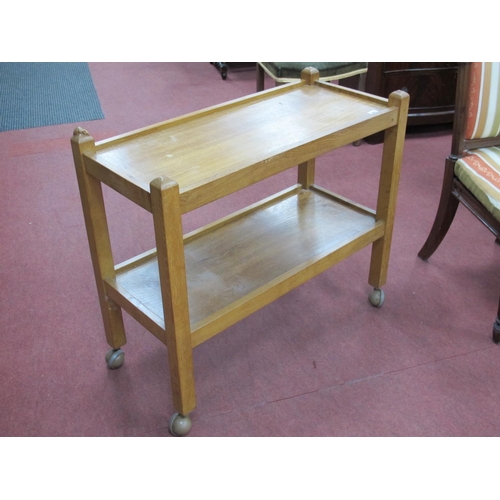 821 - A Robert Thompson (Mouseman) Oak Tea Trolley, with undershelf, carved mouse signature, 83.5 x 37cm.