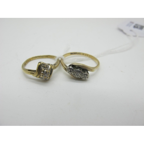 153 - Two Diamond Set Rings, each illusion set, stamped 