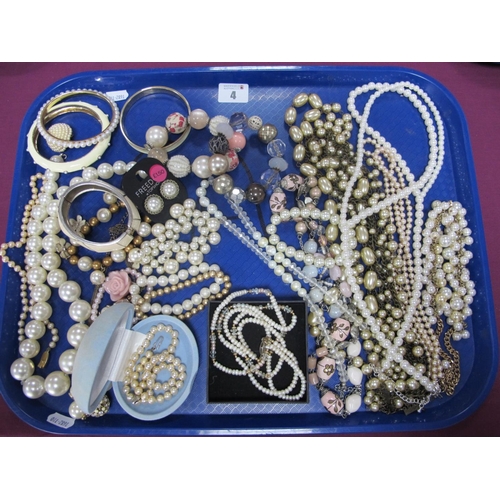 4 - Two Fresh Water Pearl Necklaces, together with a selection of imitation pearl costume jewellery, and... 