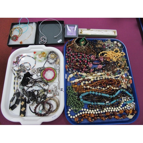 59 - A Mixed Lot of Assorted Costume Jewellery, including bead necklaces, modern necklets, bracelets and ... 