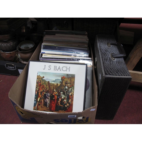 1120 - Classical Records, Beethoven, Bach, etc, together with a record case of classical records. (2)