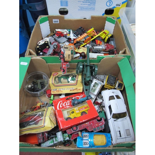 1355 - Two Boxes of Diecast Vehicles by Various Manufactures, to include Corgi Chitty Chitty Bang Bang, Mat... 