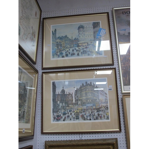 1468 - George Cunningham 'Timpson's Corner' and 'Early Doors' Colour Prints, 30 x 41.5cm. (2)
