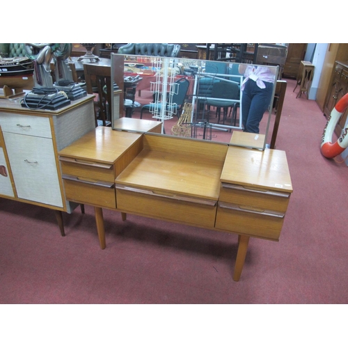 1574 - Avalon Teak Dressing Table, with central mirror, five drawers.