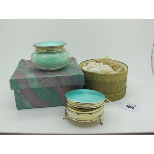 104 - A Hallmarked Silver and Turquoise Enamel Lidded Trinket Box, Alexander Clark, Birmingham 1930, of ci... 