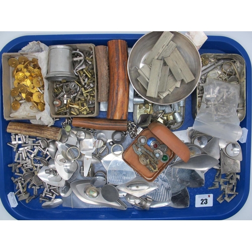 23 - Modernist Style Jewellery Findings, cufflink components, gilt buttons etc :- One Tray
