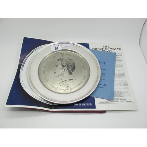 87 - A Hallmarked Silver Royal Commemorative Plate, Birmingham 1978, 