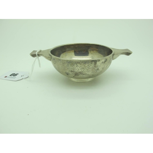 90 - A Hallmarked Silver Quaich, Wakely & Wheeler, London 1960. inscribed 
