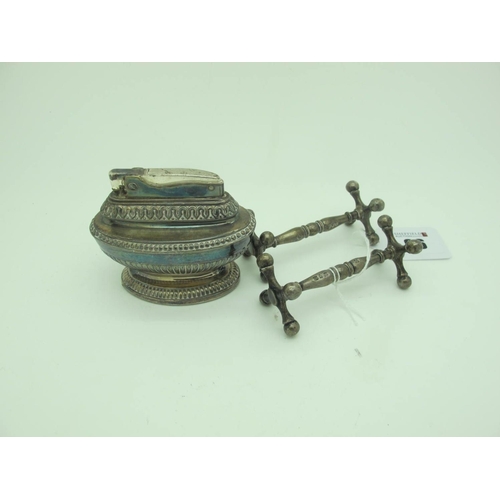 96 - A Pair of Hallmarked Silver Knife Rests, Messrs Hutton, London 1899 (115grams); together with a Rons... 