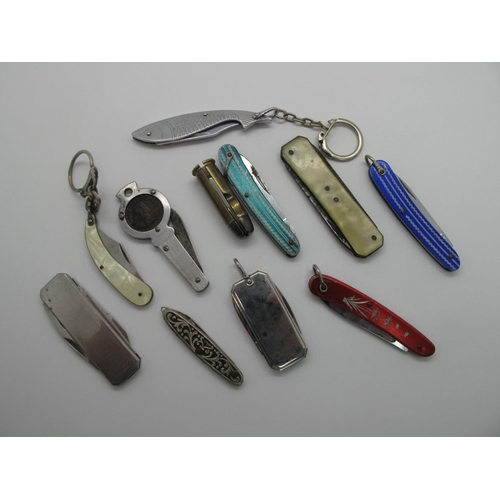 202 - Pocket Knives - in the form of a Fish, Bullet, Farthing Coin and eight others. (11)