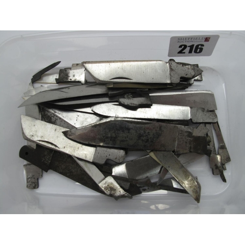 216 - Pocket Knife Blades - Various sizes and shapes, to include Oats, H.G. Long, Sheffield, Baker and man... 